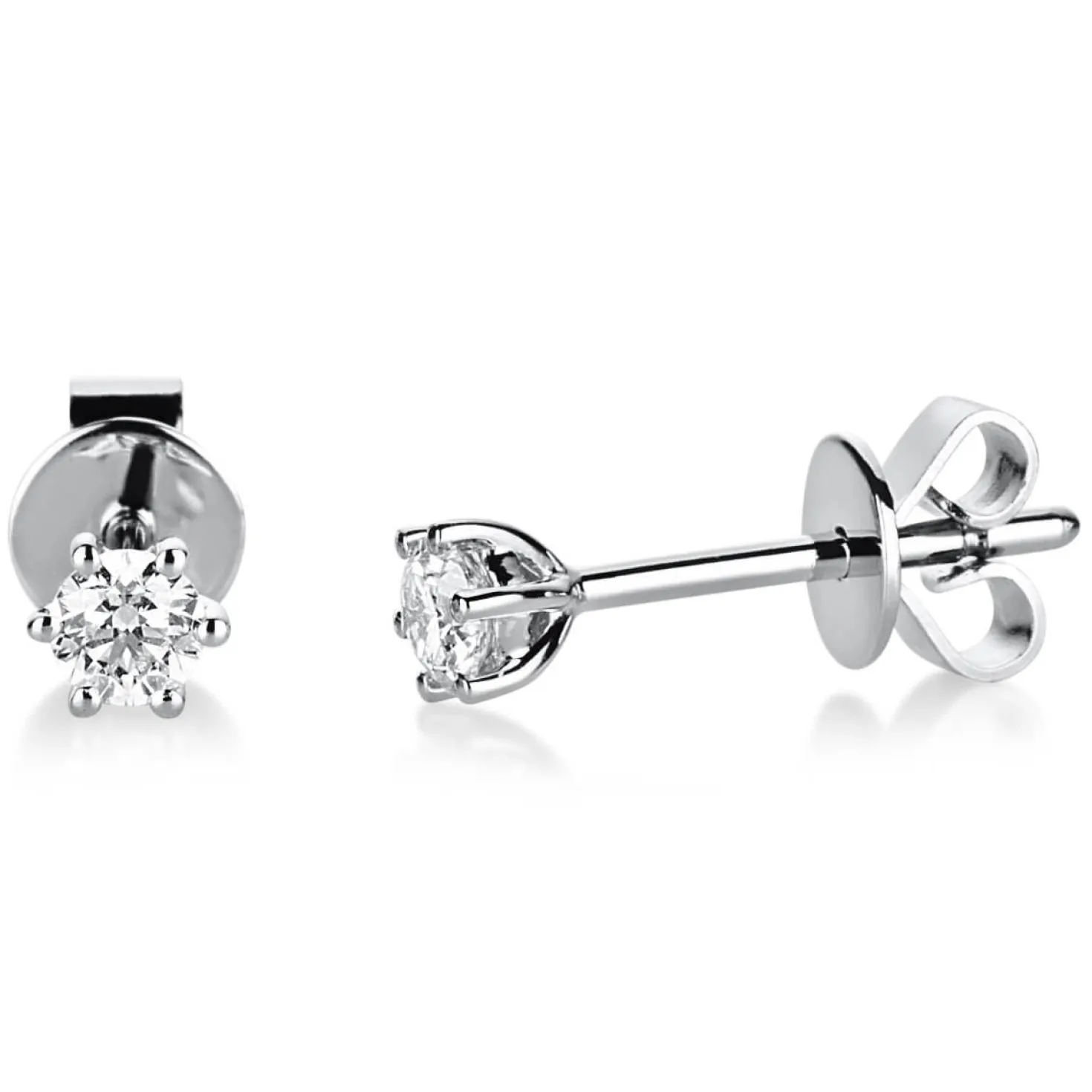 Ohrstecker 750 Gold Weißgold 2 Diamanten Brillanten 0,20 Ct. 6er-Krappe Ø3,5mm