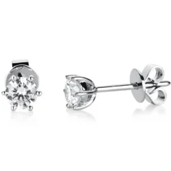 Ohrstecker 750 Gold Weißgold 2 Diamanten Brillanten 0,50 Ct. 6er-Krappe Ø4,5mm