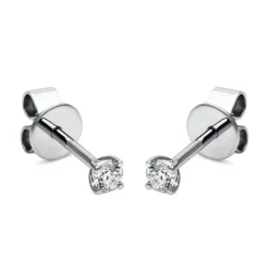 Ohrstecker 750 Gold Weißgold 2 Diamanten Brillanten 0,10 Ct. 4er-Krappe Ø2,3mm