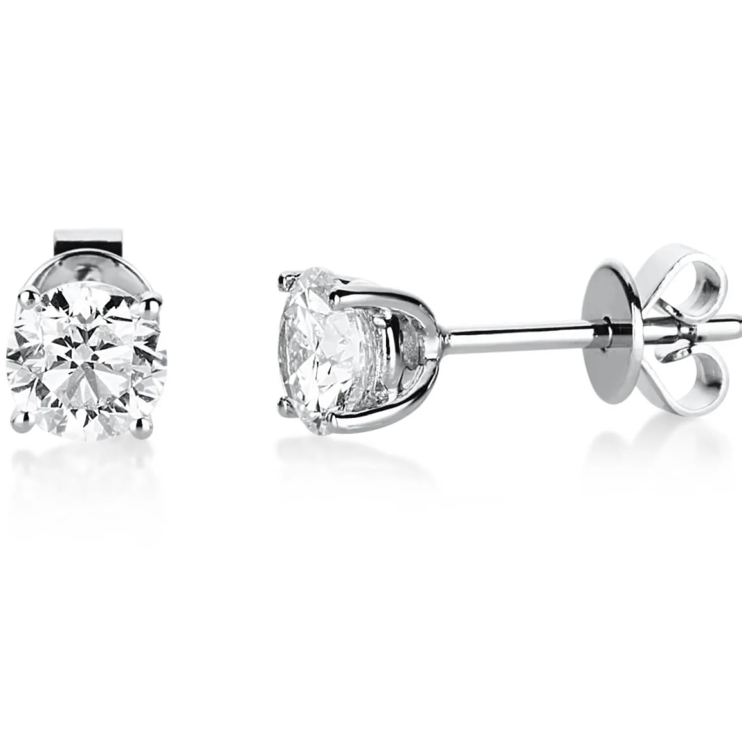Ohrstecker 585 Gold Weißgold 2 Diamanten Brillanten 1,00 Ct. 4er-Krappe Ø4,9mm