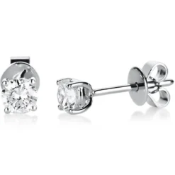 Ohrstecker 585 Gold Weißgold 2 Diamanten Brillanten 0,50 Ct. 4er-Krappe Ø4,6mm