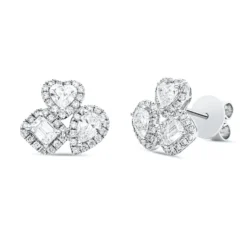 Ohrstecker Herz aus 750 Gold Weißgold 88 Diamanten 1,5ct 11x11,5mm