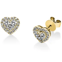 Ohrstecker Herzen aus 750 Gold Gelbgold mit 44 Diamant-Brillanten 0,55ct TW-SI