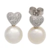 Ohrstecker Herz Herzen Perlen & 10 Diamanten 0.04Ct W/P1 Brillanten 585 Weißgold