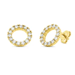 Ohrstecker Kreis aus 585 Gelbgold 28 Brillanten 0,84ct W-SI 11,9x11,9mm