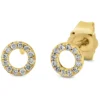 Ohrstecker Kreis 750 Gelbgold 24 Brillanten 0,08ct TW-SI Ø5mm Fassung rhodiniert