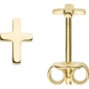Ohrstecker Kreuze 6,5x4,5mm aus 375 Gold Gelbgold Ohrringe Ohrschmuck schlicht