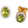 Ohrstecker mit Peridot grün & 36 Brillanten 0.15Ct 585 Gelbgold Damen