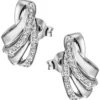 Ohrstecker mit 46 Zirkonia 925 Silber rhodiniert 14,1x8,8mm Ohrringe Ohrschmuck