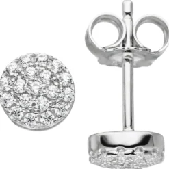 Ohrstecker 6mm Ohrringe Silberohrstecker mit Zirkonia rund flach 925 Silber