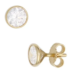 Ohrstecker 5,4mm Zirkonia weiß rund 333 Gold Gelbgold Ohrschmuck Solitär