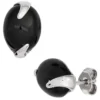 Ohrstecker Ohrringe aus 925 Silber Edelstein Onyx oval glatt glänzend