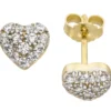 Ohrstecker Ohrringe Herz Herzchen mit weißen Zirkonia, 375 Gold Gelbgold bicolor