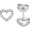 Ohrstecker Ohrringe Herz Herzchen mit weißen Zirkonia, 925 Silber rhodiniert