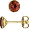Ohrstecker Ohrringe Ohrschmuck, rosa runde Turmaline, umrahmt in 585 Gelbgold