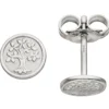 Ohrstecker Ohrringe Ohrschmuck Lebensbaum, rund, 925 Silber, rhodiniert teilmatt