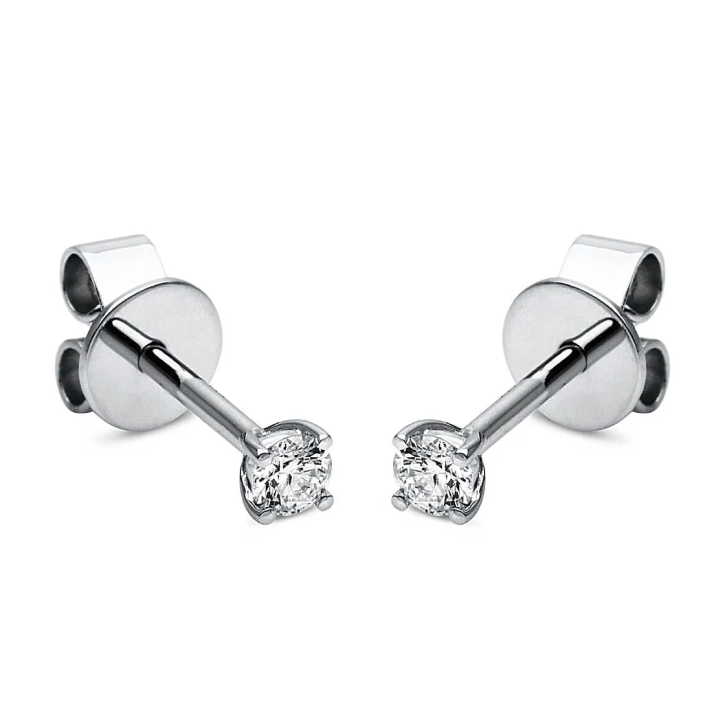 Ohrstecker Ohrringe 950 Platin 2 Diamanten Brillanten 0,10 Ct. 4er-Krappe Ø2,3mm