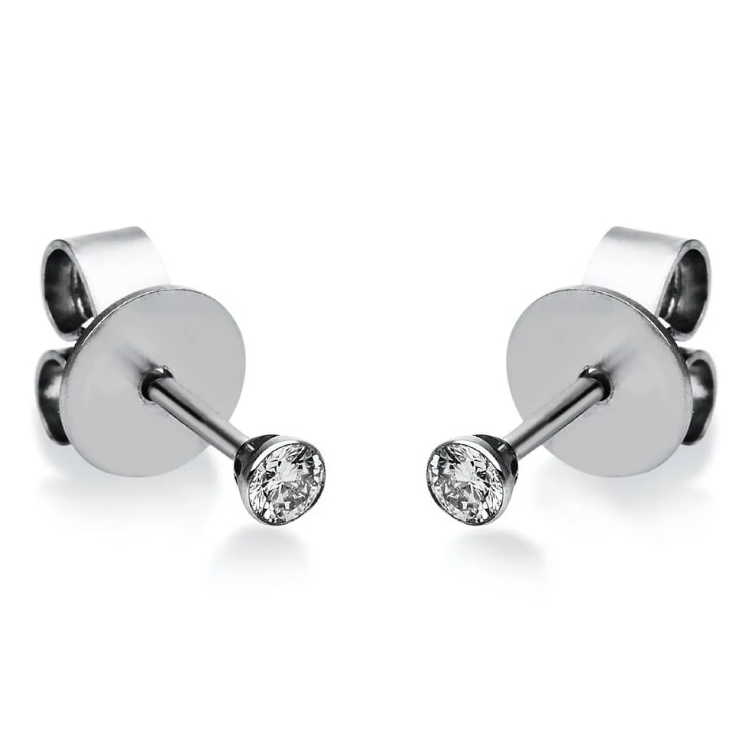 Ohrstecker Ohrringe 950 Platin 2 Diamanten Brillanten 0,10 Ct. Zarge Ø2,5mm