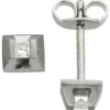 Ohrstecker Ohrringe Zange 2 Diamanten 0.08Ct W/SI im Princess-Schliff 950 Platin