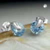 Ohrstecker Ohrschmuck, Aquamarin, Solitär, rund hellblau facettiert, 925 Silber
