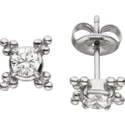 Ohrstecker Ohrschmuck aus Edelstahl 7,7mm mit Zirkonia weiß Ohrringe Damen