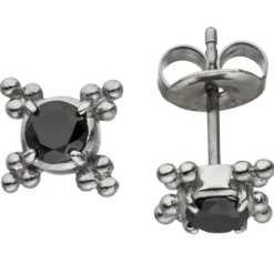 Ohrstecker Ohrschmuck aus Edelstahl 7,7mm mit Zirkonia schwarz Ohrringe Damen