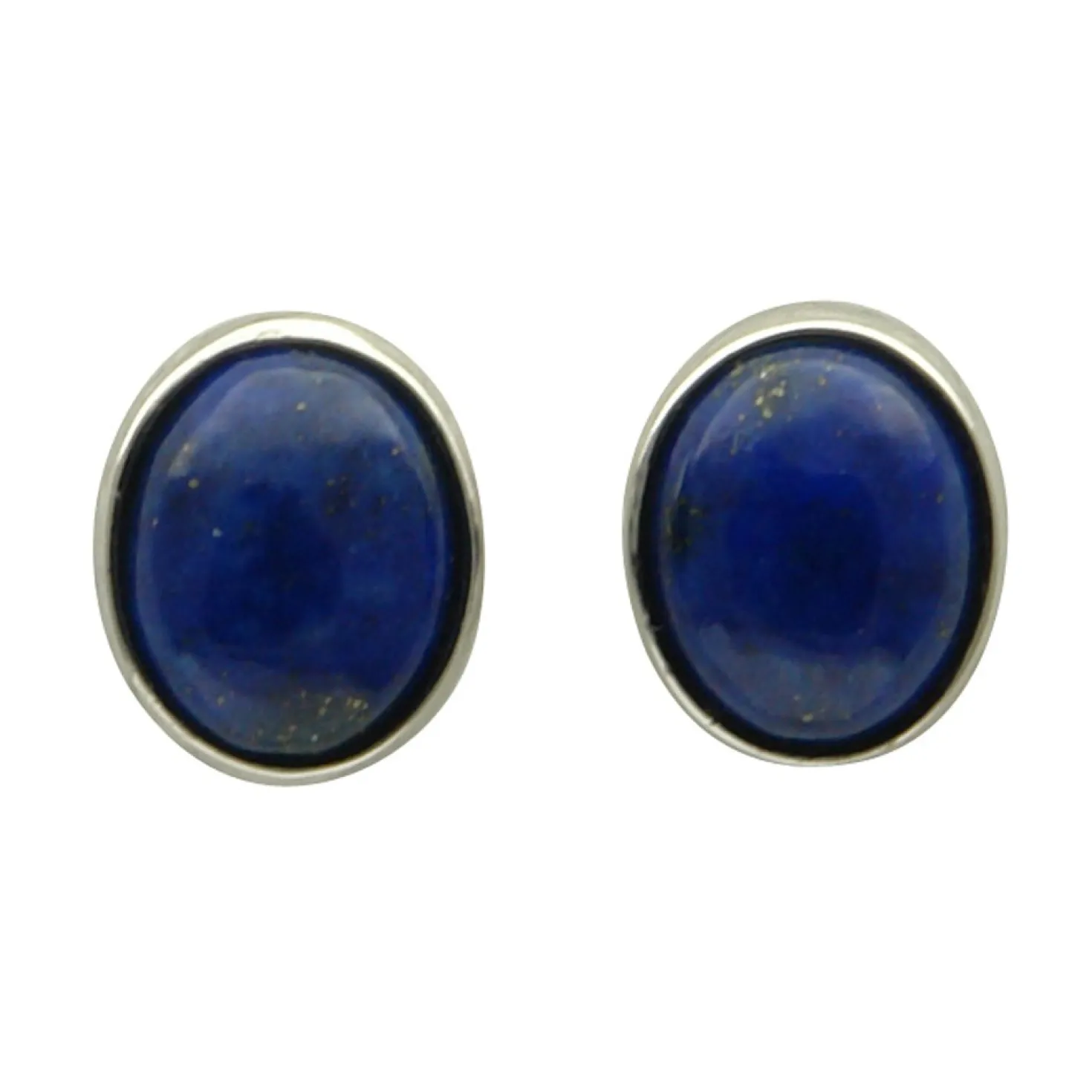 Ohrstecker Ohrschmuck aus Lapis-Lazuli & 925 Silber rhodiniert oval dunkel-blau