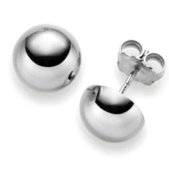 Ohrstecker Ohrschmuck Halbkugel 10mm 750 Gold Weißgold glatt glänzend