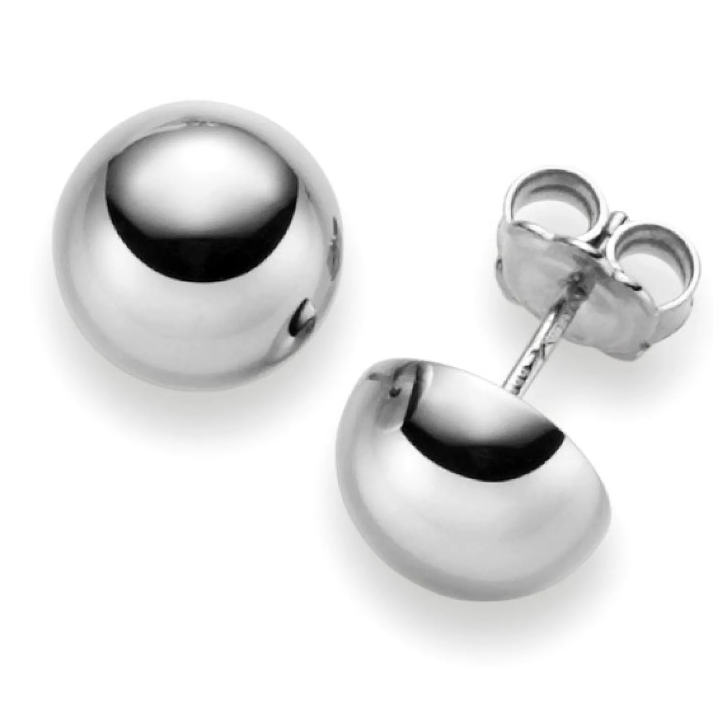 Ohrstecker Ohrschmuck Halbkugel 10mm 750 Gold Weißgold glatt glänzend