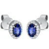 Ohrstecker Oval aus 750 Weißgold 2 Saphire 0,64ct blau 32 Brillanten 0,09ct TW-SI