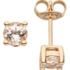 Ohrstecker Solitär Ohrringe mit rosa Morganite, 585 Gold Rotgold Rosegold