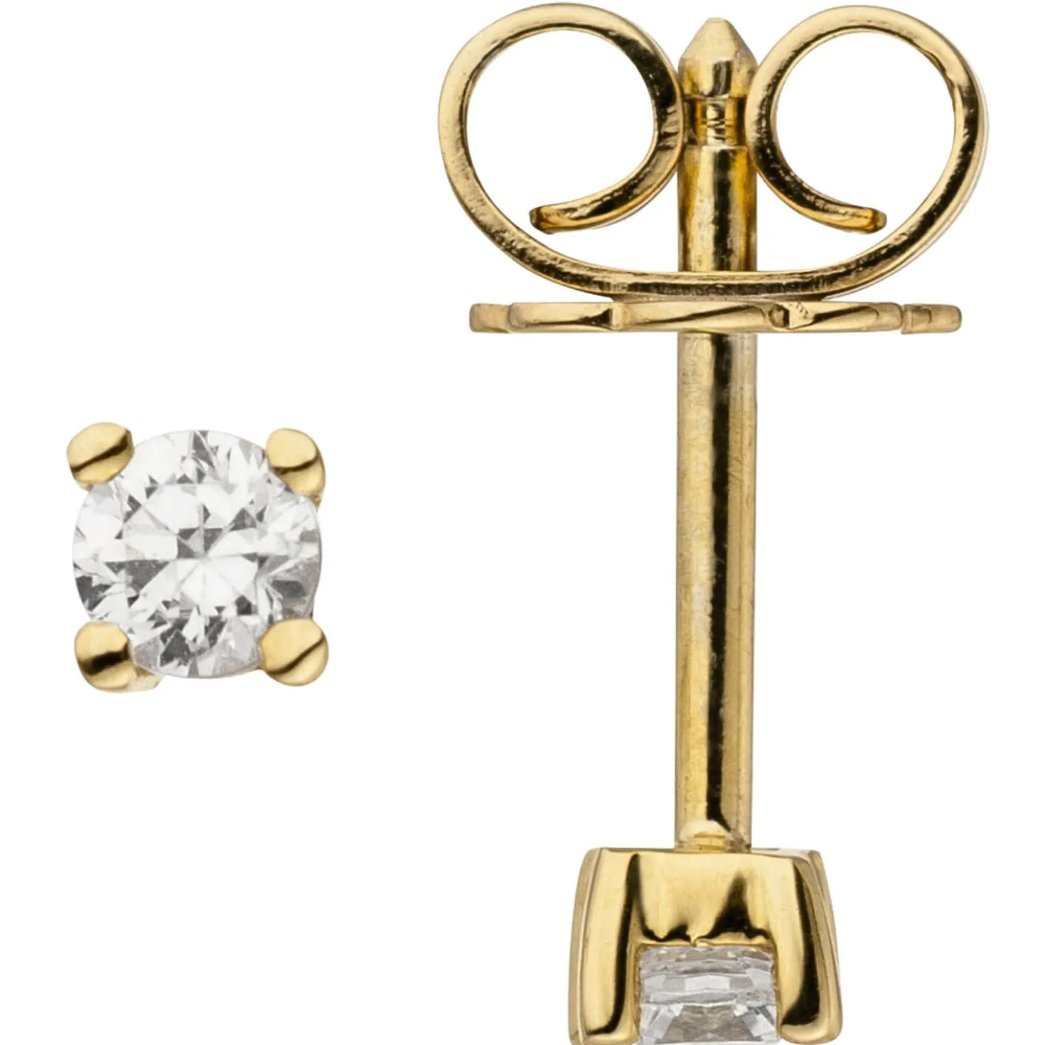 Ohrstecker Solitär Ohrringe mit 2 Diamanten 0.24Ct 585 Gold Gelbgold
