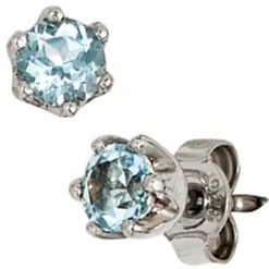 Ohrstecker Stecker mit Blautopas hellblau 925 Silber rhodiniert Damen