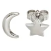 Ohrstecker Stecker Mond & Stern 925 Silber teilmattiert Ohrschmuck