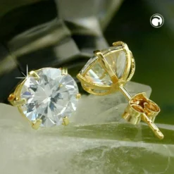 Ohrstecker Stecker Zirkonia rund 375 GoldGelbgold Ohrschmuck Damen