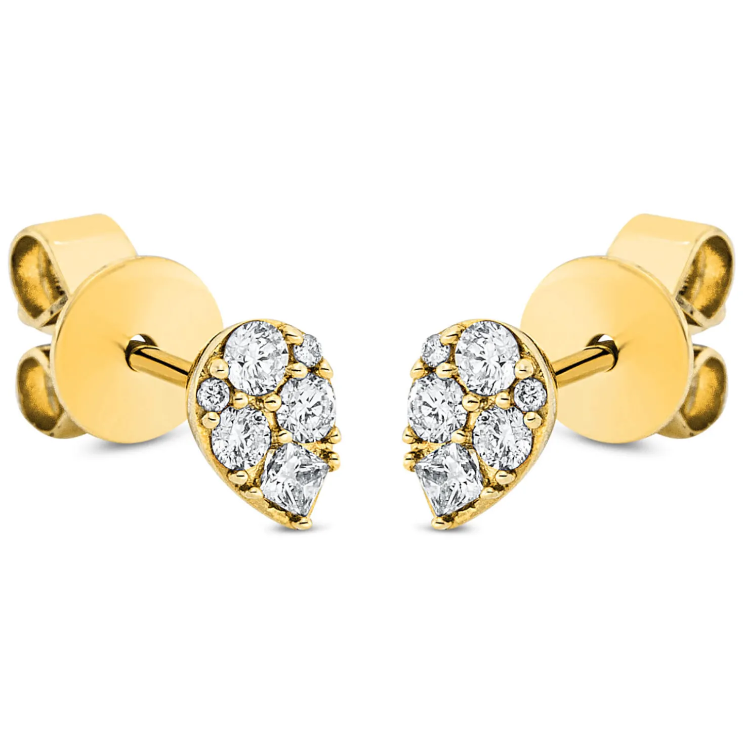 Ohrstecker Tropfen aus 750 Gelbgold 12 Diamanten 0,21ct TW-PI 5,6x3,9mm