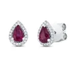 Ohrstecker Tropfen aus 750 Weißgold 2 Rubine 1,06ct rot 42 Brillanten 0,15ct TW-SI