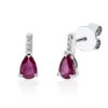 Ohrstecker Tropfen aus 750 Weißgold 2 Rubine 0,8ct rot 6 Brillanten 0,02ct TW-SI