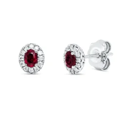 Ohrstecker 750 Weißgold 2 Rubine 0,53ct rot 24 Brillanten 0,16ct TW-VSI 7,1x6,1mm