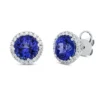 Ohrstecker 750 Weißgold 2 Tansanite 6,73ct blau 40 Brillanten 0,61ct TW-SI Ø12mm