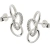 Ohrstecker 16x7mm drei Ellipsen mit weißen Zirkonia 925 Silber Ohrschmuck