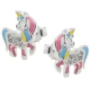 Ohrstecker 10x8mm Kinderohrringe Einhorn, farbige Einlagen Zirkonia 925 Silber