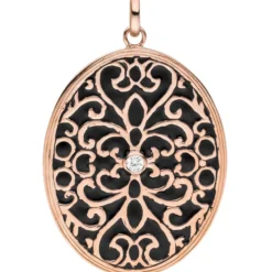 Ovaler Anhänger mit Ornament Muster 925 Silber rotgold vergoldet Zirkonia