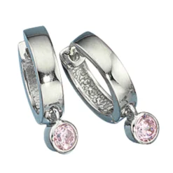 Paar Creole Creolen 3,2x18mm 2 x Zirkonia rosé & 925 Silber Ohrschmuck Damen