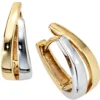 Paar Creolen Creole Ohrringe, 15.3mm, 333 Gold Gelbgold teilrhodiniert