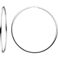 Paar Creolen 64,5mm Ohrringe, rund, 925 Silber rhodiniert, Ohrschmuck