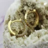 Paar Creolen Ohrringe 13x2mm seitlich mit Zirkonia 9Kt 375 Gold Gelbgold