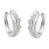 Paar Creolen Ohrringe 15x13x5mm mit weißen Zirkonia oval 925 Silber