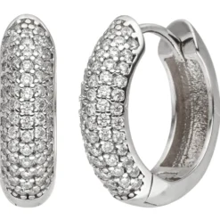 Paar Creolen 17,7x4,8mm aus 925 Silber mit 130 Zirkonia Ohrringe Ohrschmuck