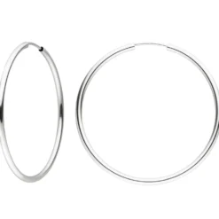 Paar Creolen 39,2x1,7mm aus 925 Silber Ohrringe rund glänzend rhodiniert Damen